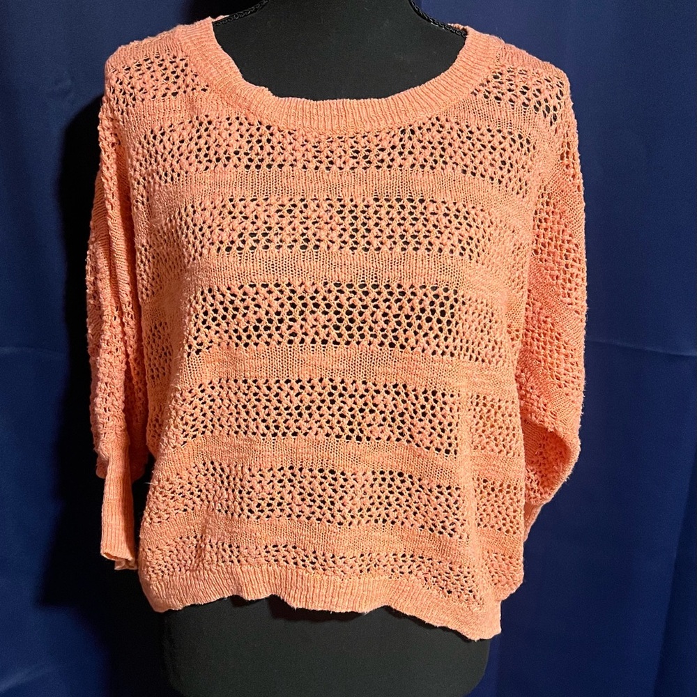 Shrinking Violet Coral Knit Hi-Lo Top